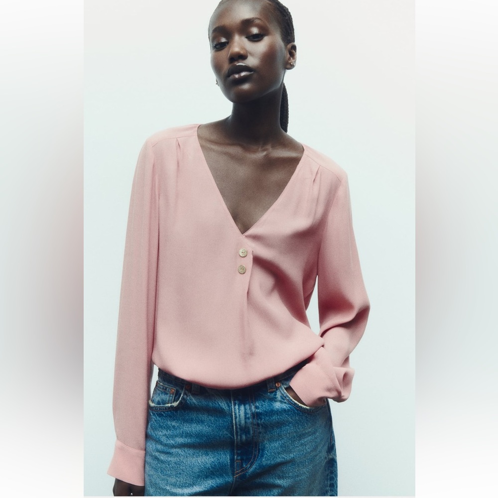 Zara NWT Blouse With Gold Buttons